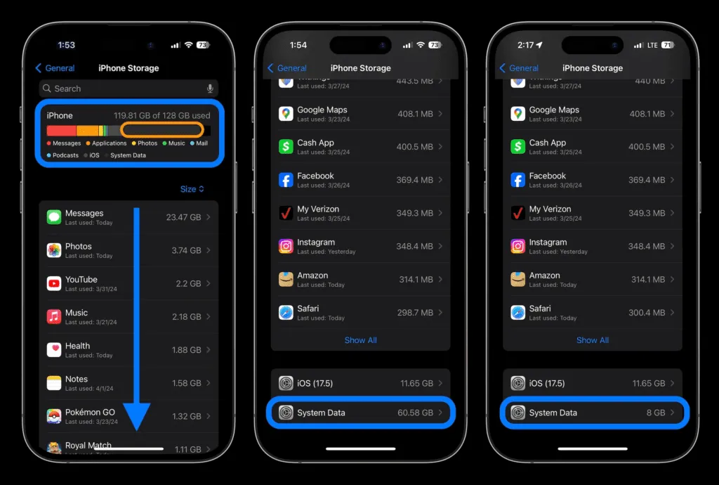 ۵ راه‌حل برای باگ iOS System Data که حافظه آیفون شما را پر می‌کند — iOS System Data