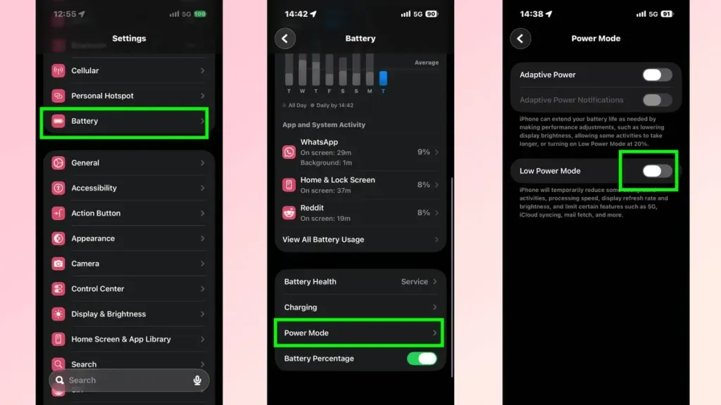 نحوه غیرفعال کردن حالت کم‌مصرف یا Low Power Mode در آیفون