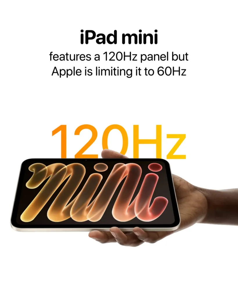 محدودیت نرخ نوسازی نمایشگر آیپد مینی OLED توسط اپل