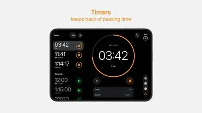 نمای نوار کناری و تایمرها در اپلیکیشن Clock