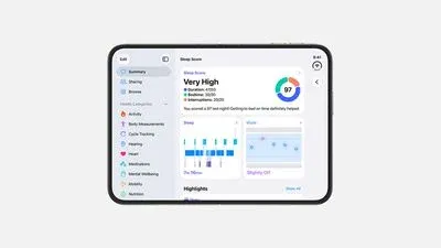 بخش ردیابی خواب در سایدبار اپلیکیشن Health