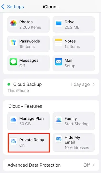 تنظیمات iCloud