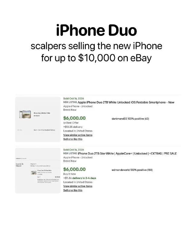 فروش آیفون Duo با قیمت ۵ تا ۱۰ هزار دلار در eBay