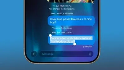 انتخاب و کپی بخشی از متن پیام در iOS 26