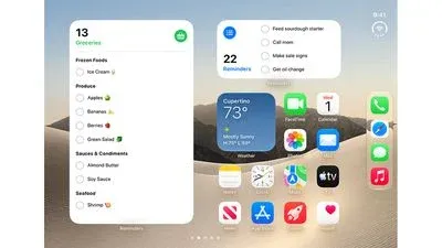 چیدمان هوم اسکرین و ویجت‌های اپلیکیشن Reminders